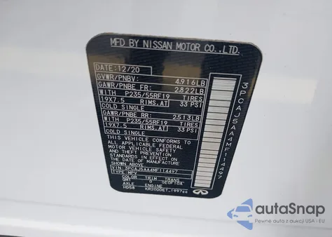 2021 Infiniti Qx50 Pure из США, поврежденный, VIN 3PCAJ5AA4MF114497